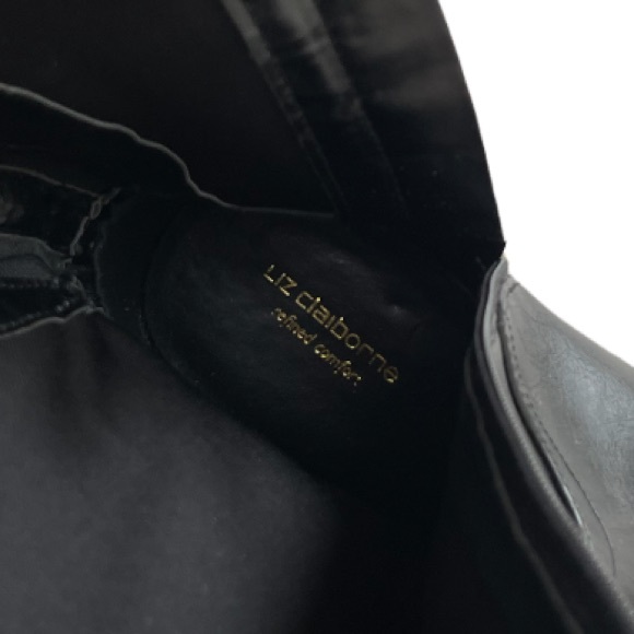 Wide Calf Boots Liz Claiborne Tilia Black Brown Riding Boots Size 9 1/2 W - Picture 10 of 16